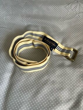 Brooks Brothers Cream and Navy Striped Webbing Belt for Lady